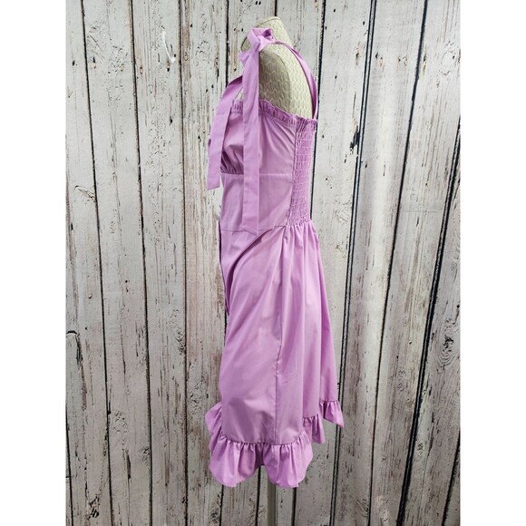 PLK Women's Large Le Rumi Lilac Button Down Sleeveless Summer Gusset Dress EUC - Picture 8 of 10